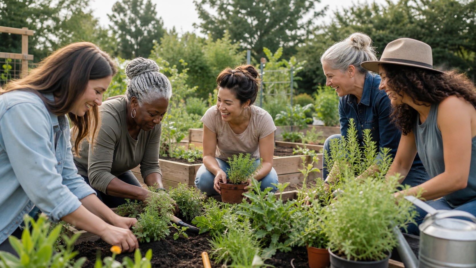 Editorial lifestyle image representing community garden ages.