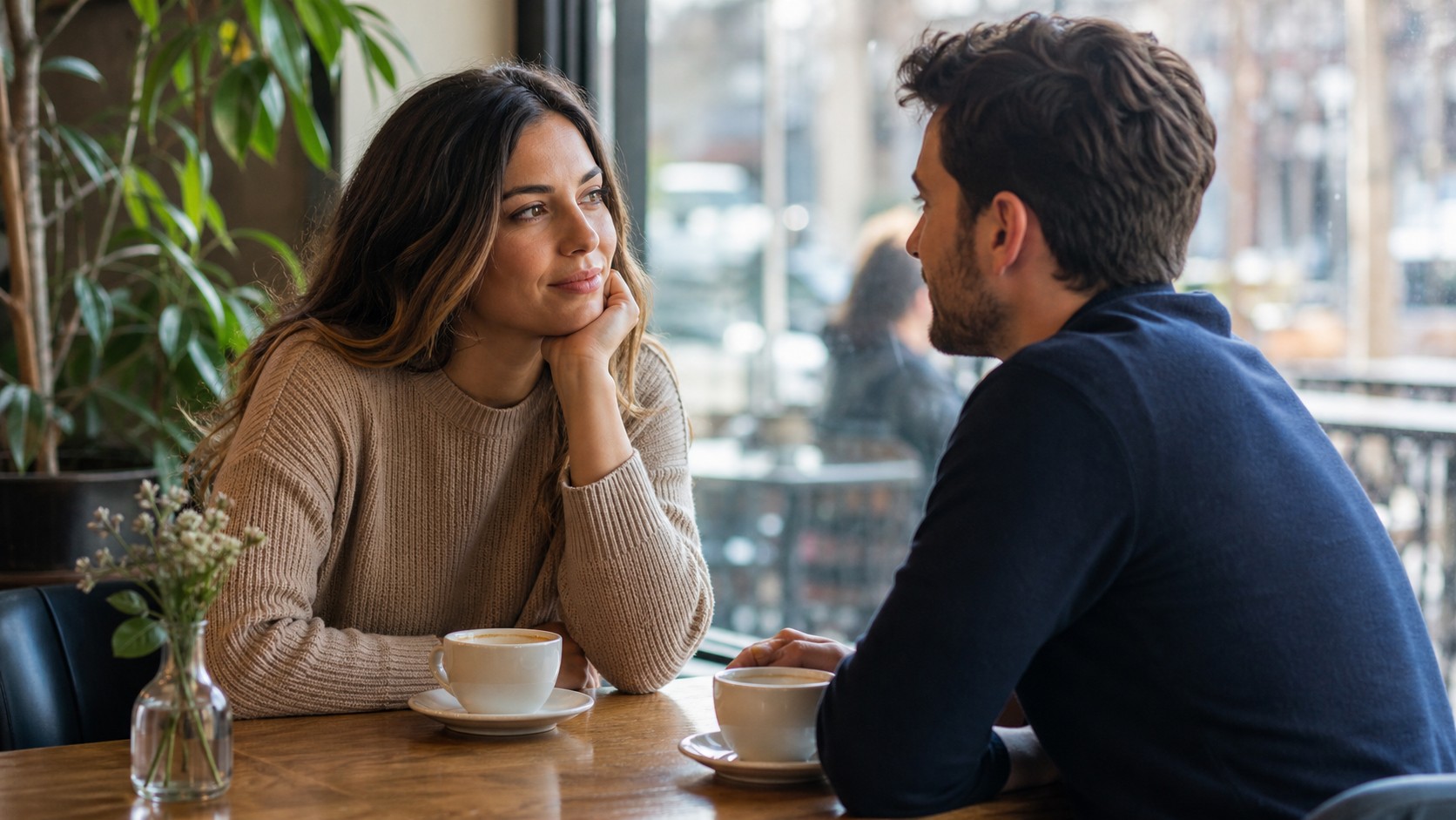 Editorial lifestyle image representing cafe date discernment.