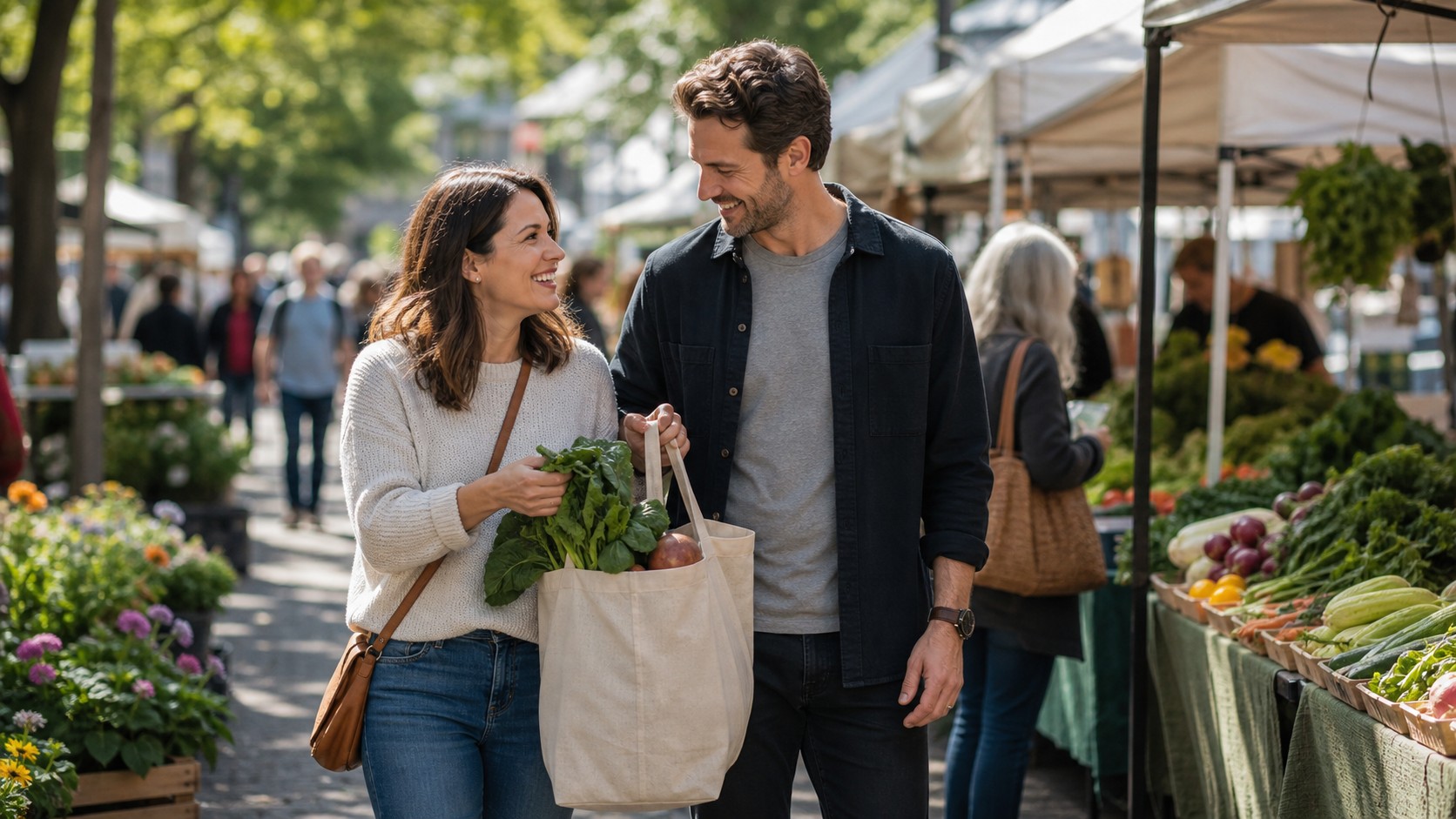 Editorial lifestyle image representing farmers market mutual respect.